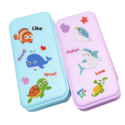 [피오피스토리]보석십자수 바다동물 필통