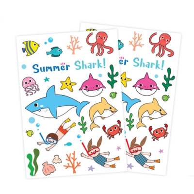 [잼잼아트] 여름상어 투명스티커(5매)