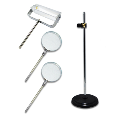 [와니사이언스] 손잡이가 있는 프리즘,볼록렌즈,평면유리,3종세트(스탠드부)