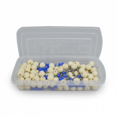 [와니사이언스] 플라스틱,철,나무 구슬의 혼합물(각100개, 케이스입)(비상)