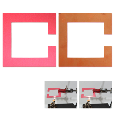 [와니사이언스] ㄷ자 열변색 구리판(고온용, 분홍, 라운드형)(10*10cm, 두께0.2mm)