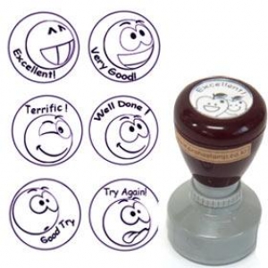 [프라하스탬프] 영어칭찬도장 6종세트(Smile&Smile, 지름2.8cm, 원형빅사이즈)