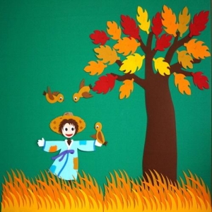 펠트 가을들판 꾸미기 450 - 하늘색허수아비