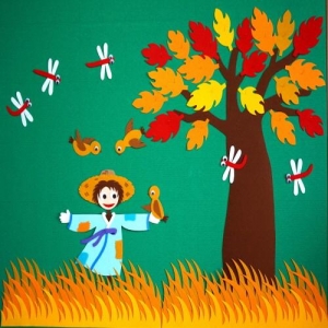 펠트 가을들판 꾸미기 480 - 하늘색허수아비