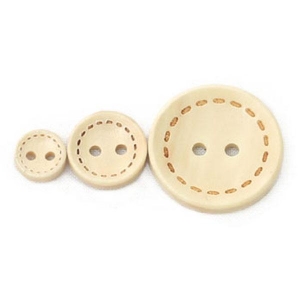 [펠트친구] 아이보리 스티치 나무 단추