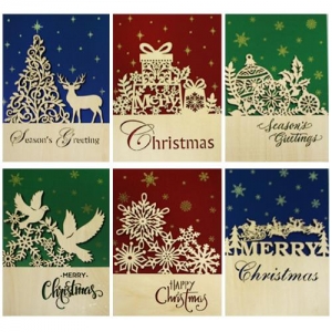 [오케이아트] 우드 럭셔리 크리스마스카드(3종 세트)