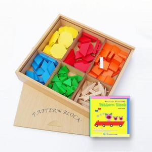 [가베가족] 원목패턴블록 112pcs(원목케이스)+미니북 KS1447
